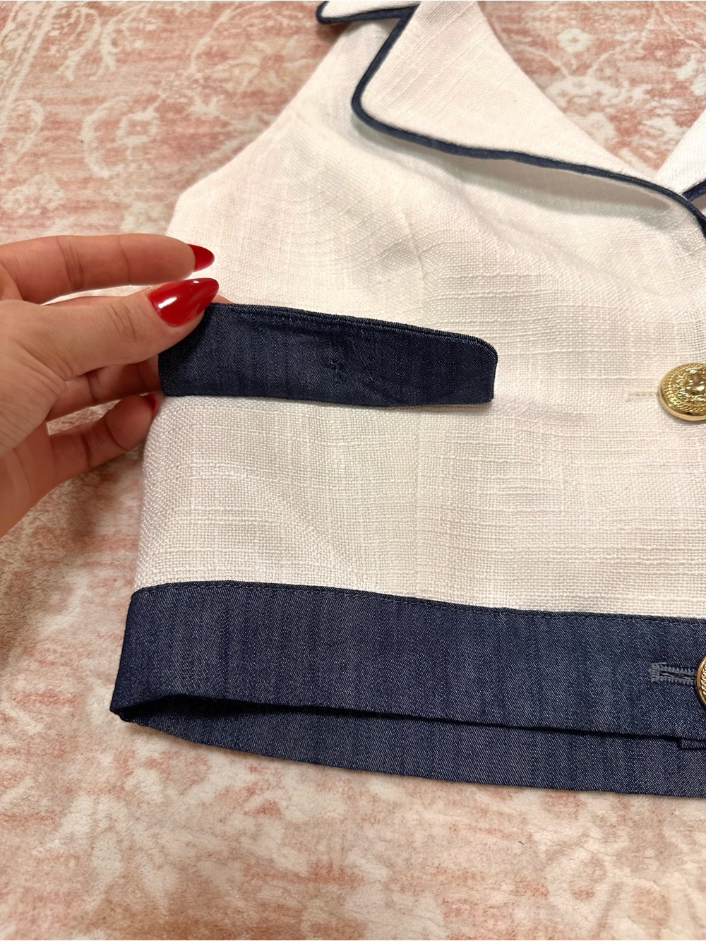 NWT ⚜️ Commense Tweed & Denim Cropped Halter Top - Picture 7 of 13